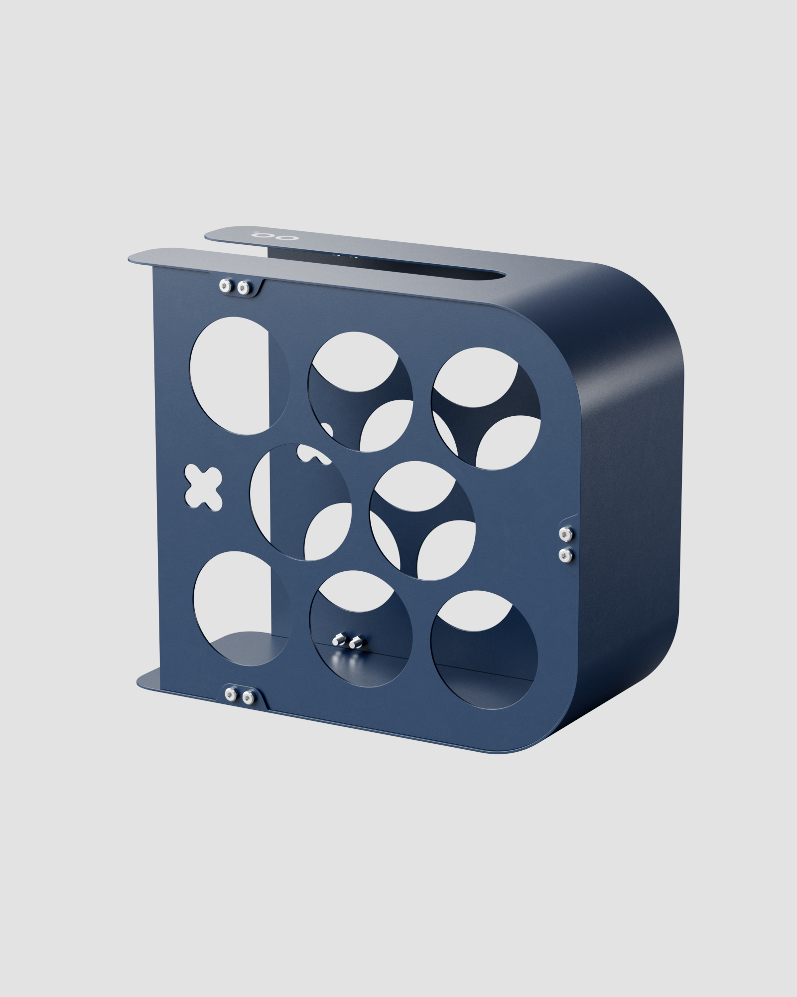 Bottle Holder CNC-machined stainless steel colored in blue